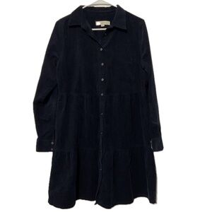 LOFT Blue/Black Corduroy Shirt Dress w/buttons Size Medium